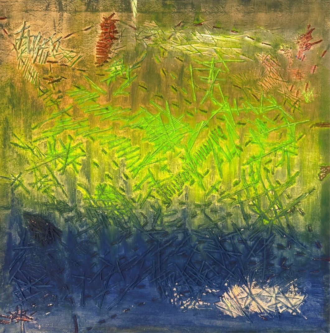 Contemporary art, abstract painting “Blue and green symphony”