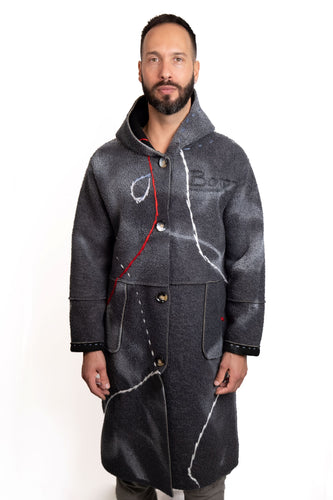 One-of-a-kind unisex grey coat by Bosko